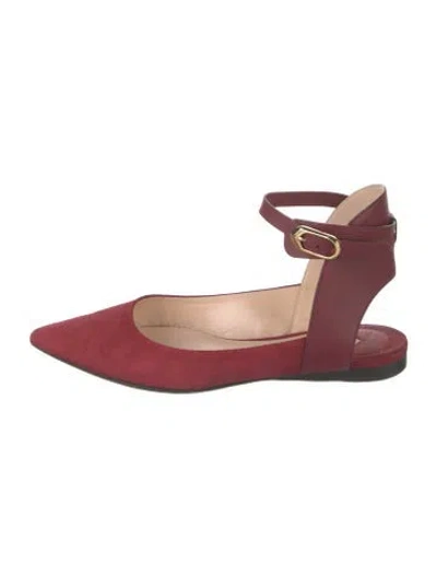 Pre-owned Andrea Gomez Suede Flats In Red