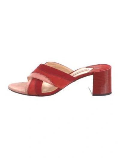 Pre-owned Andrea Gomez Suede Printed Slides In Multi