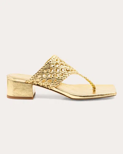 Andrea Gomez Brenda Woven Leather Sandals In Gold
