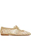 Andrea Gomez Woven Lace-up Ballet Flats In Neutral