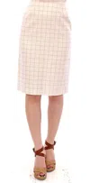 Andrea Incontri Cotton Checkered Pencil Skirt