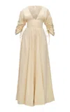 Andrea Iyamah Adelle Corset-waist Cotton Maxi Dress In Off-white