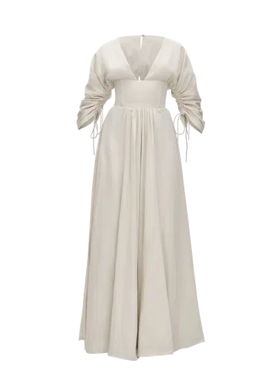 Andrea Iyamah Women's Adelle Cotton Corset Maxi Dress In Soft Almond