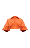 Andrea Iyamah Alu Cropped Stretch-cotton Shirt