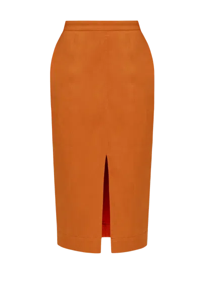 Andrea Iyamah Alu Midi Skirt In Orange