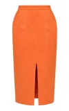 Andrea Iyamah Alu Stretch-cotton Midi Pencil Skirt In Orange
