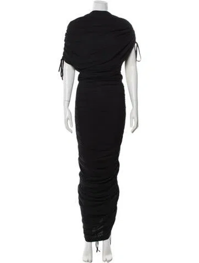 Pre-owned Andrea Iyamah Asymmetrical Long Dress In Black