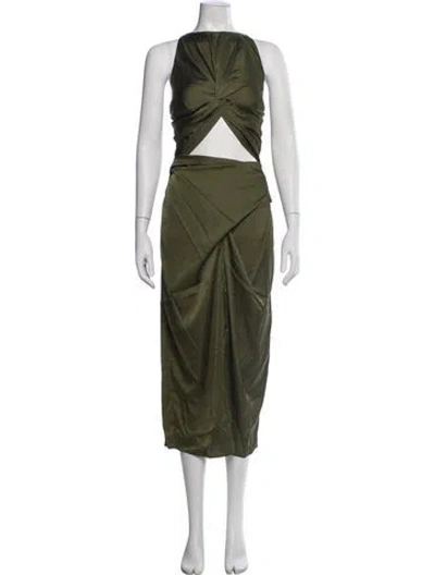 Pre-owned Andrea Iyamah Asymmetrical Long Dress In Green