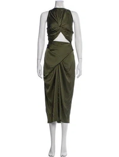 Pre-owned Andrea Iyamah Asymmetrical Midi Length Dress In Green