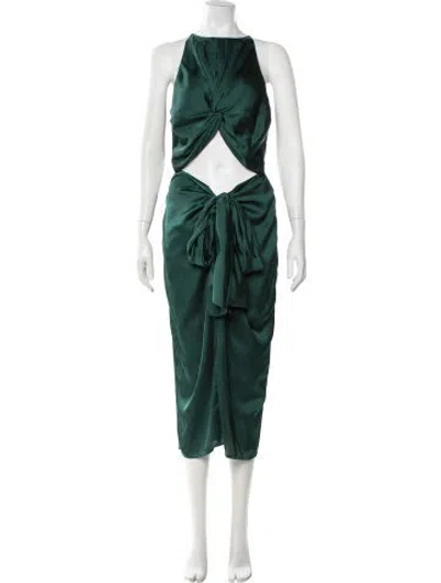 Pre-owned Andrea Iyamah Asymmetrical Midi Length Dress In Green