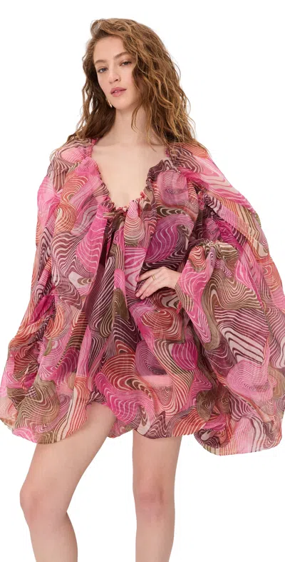 Andrea Iyamah Banda Bubble Romper Cordalt Print In Multi