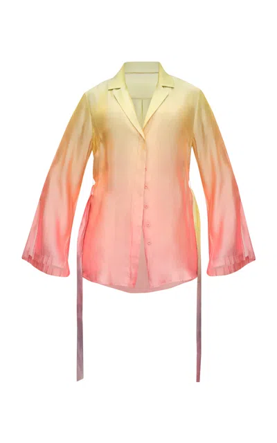 Andrea Iyamah Bata Satin Shirt In Salmon Pink