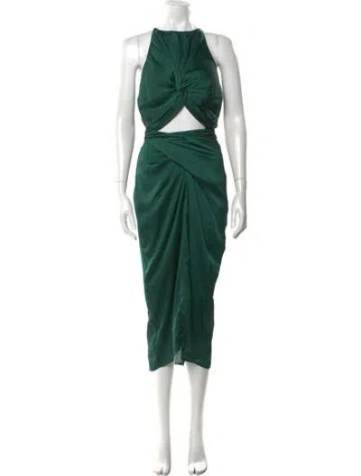 Pre-owned Andrea Iyamah Bateau Neckline Long Dress In Green