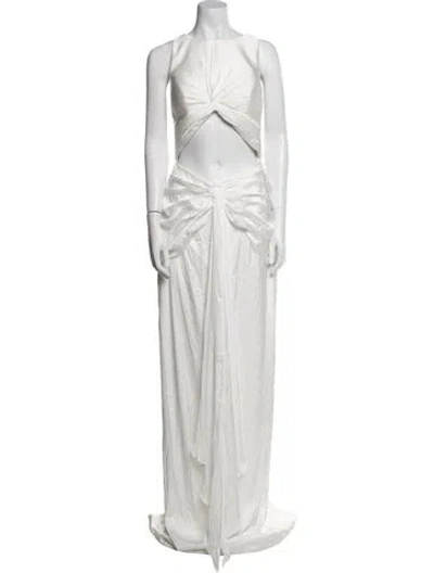 Pre-owned Andrea Iyamah Bateau Neckline Long Dress In White