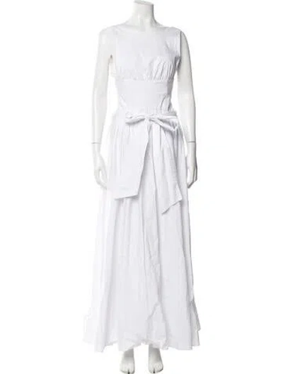 Pre-owned Andrea Iyamah Bateau Neckline Long Dress In White
