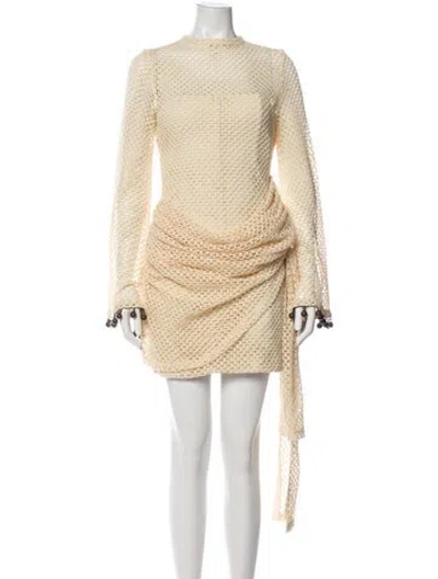 Pre-owned Andrea Iyamah Bateau Neckline Mini Dress W/ Tags In Neutral