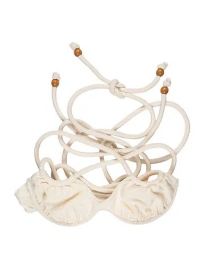 Pre-owned Andrea Iyamah Beaded Accents Top W/ Tags In Neutrals
