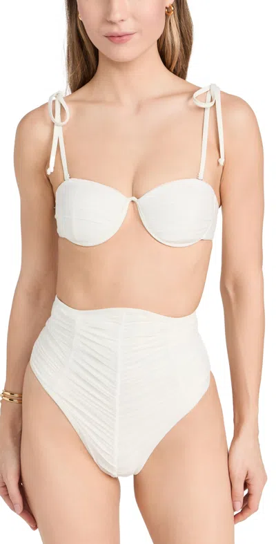 Andrea Iyamah Capa Ruched Cup-detailed Bikini Top In Ivory