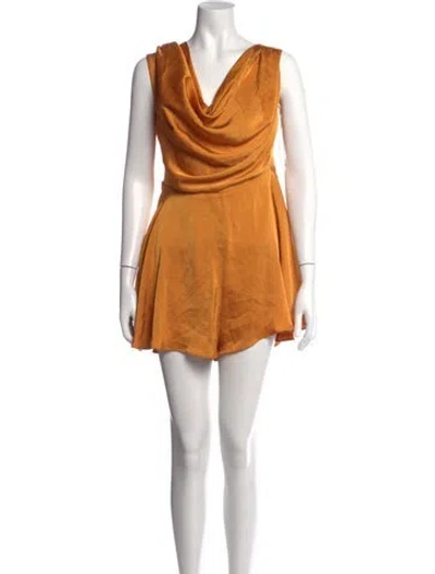 Pre-owned Andrea Iyamah Cowl Neck Romper In Orange