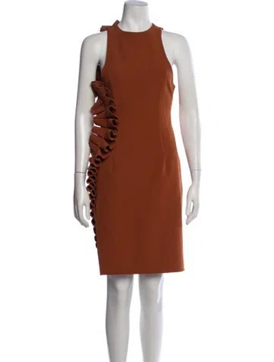 Pre-owned Andrea Iyamah Crew Neck Knee-length Dress In Brown