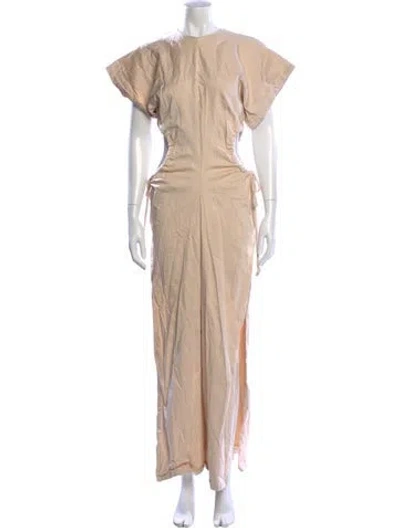 Pre-owned Andrea Iyamah Crew Neck Long Dress In Neutral