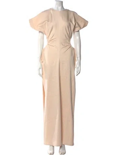 Pre-owned Andrea Iyamah Crew Neck Long Dress In Neutrals