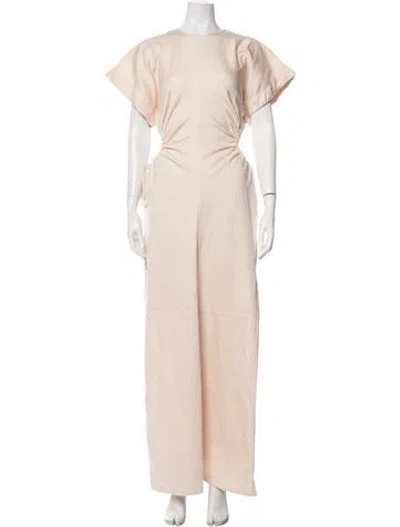 Pre-owned Andrea Iyamah Crew Neck Long Dress In Neutrals