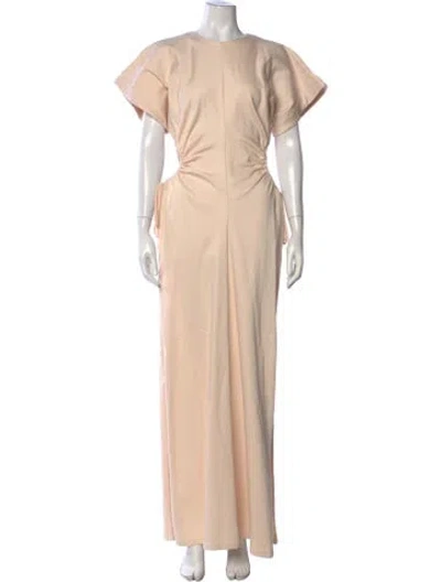 Pre-owned Andrea Iyamah Crew Neck Long Dress In Neutrals