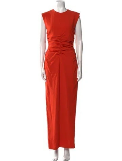 Pre-owned Andrea Iyamah Crew Neck Long Dress In Orange