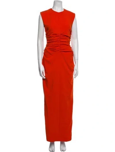 Pre-owned Andrea Iyamah Crew Neck Long Dress In Orange