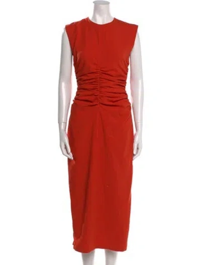 Pre-owned Andrea Iyamah Crew Neck Long Dress In Orange