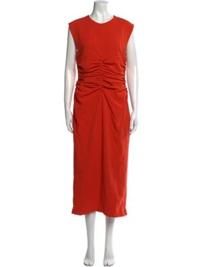 Pre-owned Andrea Iyamah Crew Neck Long Dress In Orange