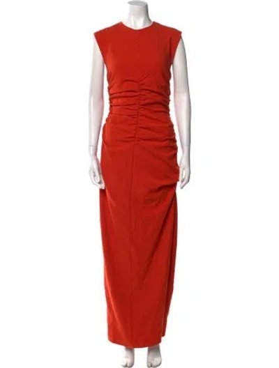 Pre-owned Andrea Iyamah Crew Neck Long Dress In Orange