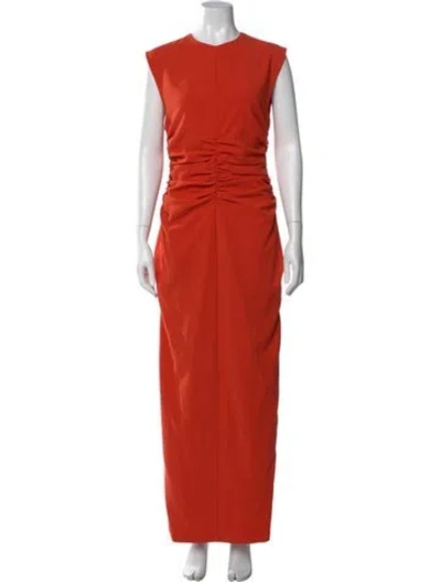 Pre-owned Andrea Iyamah Crew Neck Long Dress In Orange