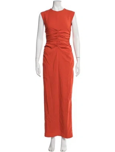 Pre-owned Andrea Iyamah Crew Neck Long Dress In Orange