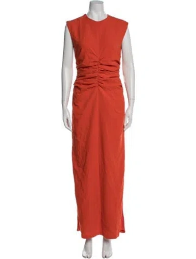 Pre-owned Andrea Iyamah Crew Neck Long Dress In Orange