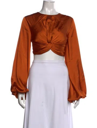 Pre-owned Andrea Iyamah Crew Neck Long Sleeve Crop Top In Orange
