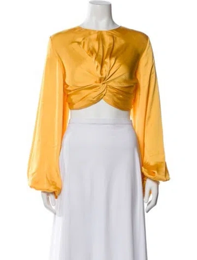 Pre-owned Andrea Iyamah Crew Neck Long Sleeve Crop Top W/ Tags In Yellow