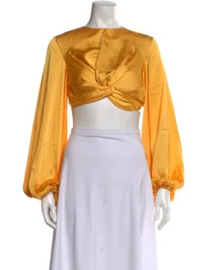 Pre-owned Andrea Iyamah Crew Neck Long Sleeve Crop Top In Yellow