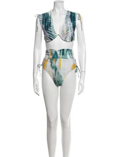 Pre-owned Andrea Iyamah Floral Print Bikini W/ Tags In Neutral