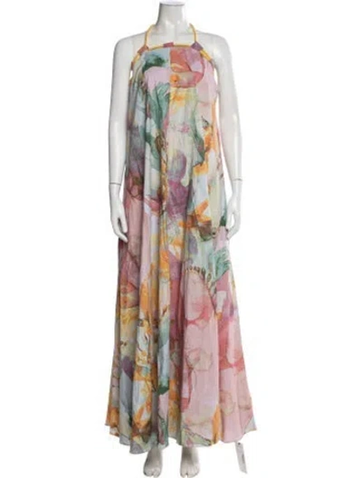 Pre-owned Andrea Iyamah Floral Print Long Dress In Multi