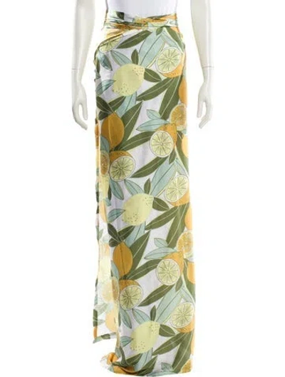 Pre-owned Andrea Iyamah Floral Print Long Skirt In Green