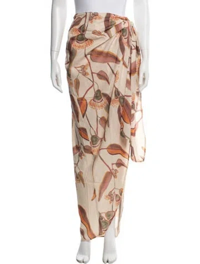 Pre-owned Andrea Iyamah Floral Print Long Skirt W/ Tags In Neutrals