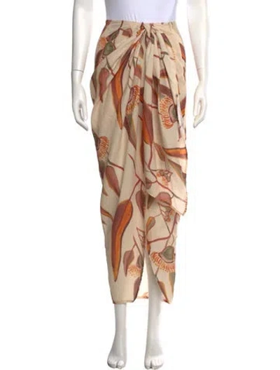 Pre-owned Andrea Iyamah Floral Print Long Skirt W/ Tags In Neutrals