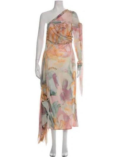 Pre-owned Andrea Iyamah Floral Print Midi Length Dress In Multicolor