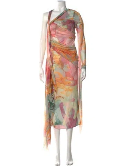 Pre-owned Andrea Iyamah Floral Print Midi Length Dress W/ Tags In Multi
