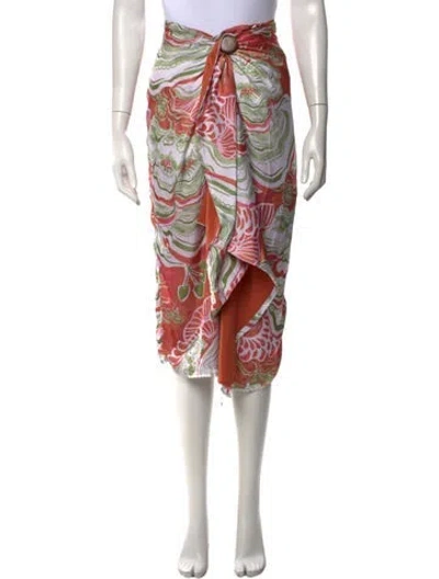 Pre-owned Andrea Iyamah Floral Print Midi Length Skirt In Multicolor