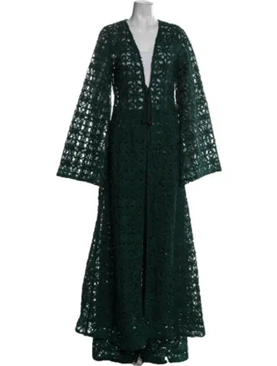 Pre-owned Andrea Iyamah Floral Print Pant Set In Green