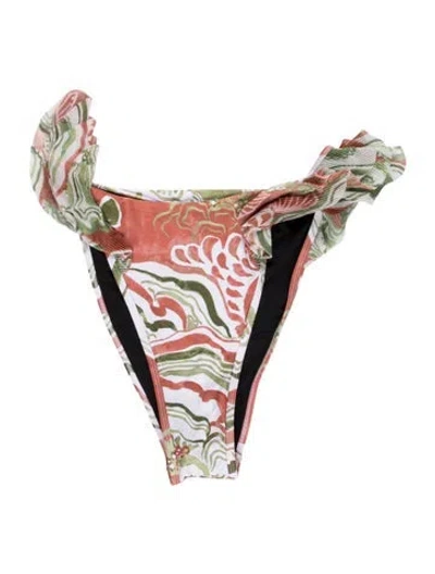 Pre-owned Andrea Iyamah Floral Print Pleated Accents Bottoms W/ Tags In Green