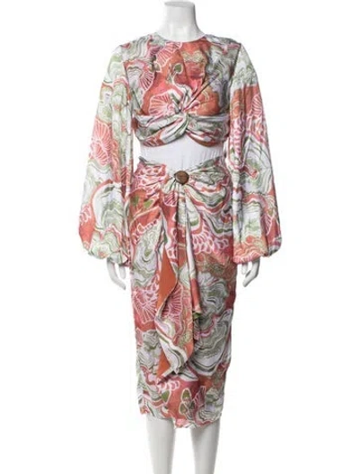 Pre-owned Andrea Iyamah Floral Print Skirt Set In Multicolor